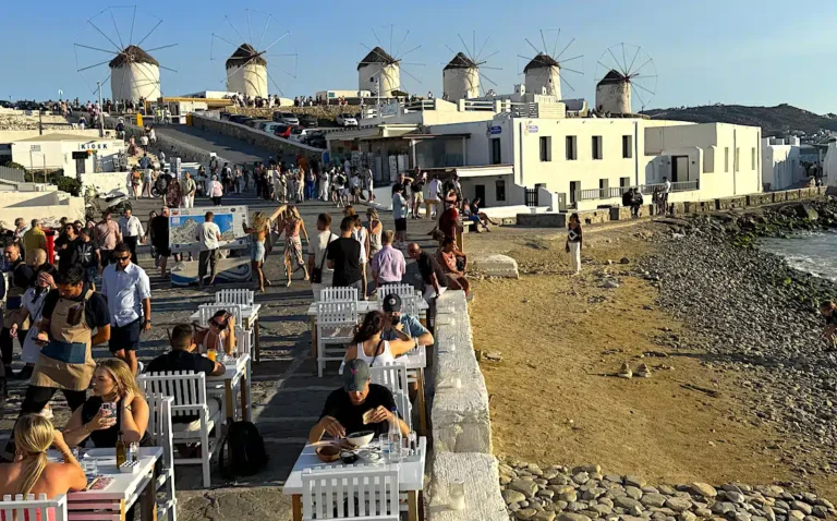 The stunning Greek island of Mykonos successfully managed a total of eight cruise ships and 20,000 visitors in a single day on Tuesday.